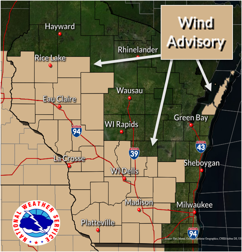 Wind advisory by National Weather Service